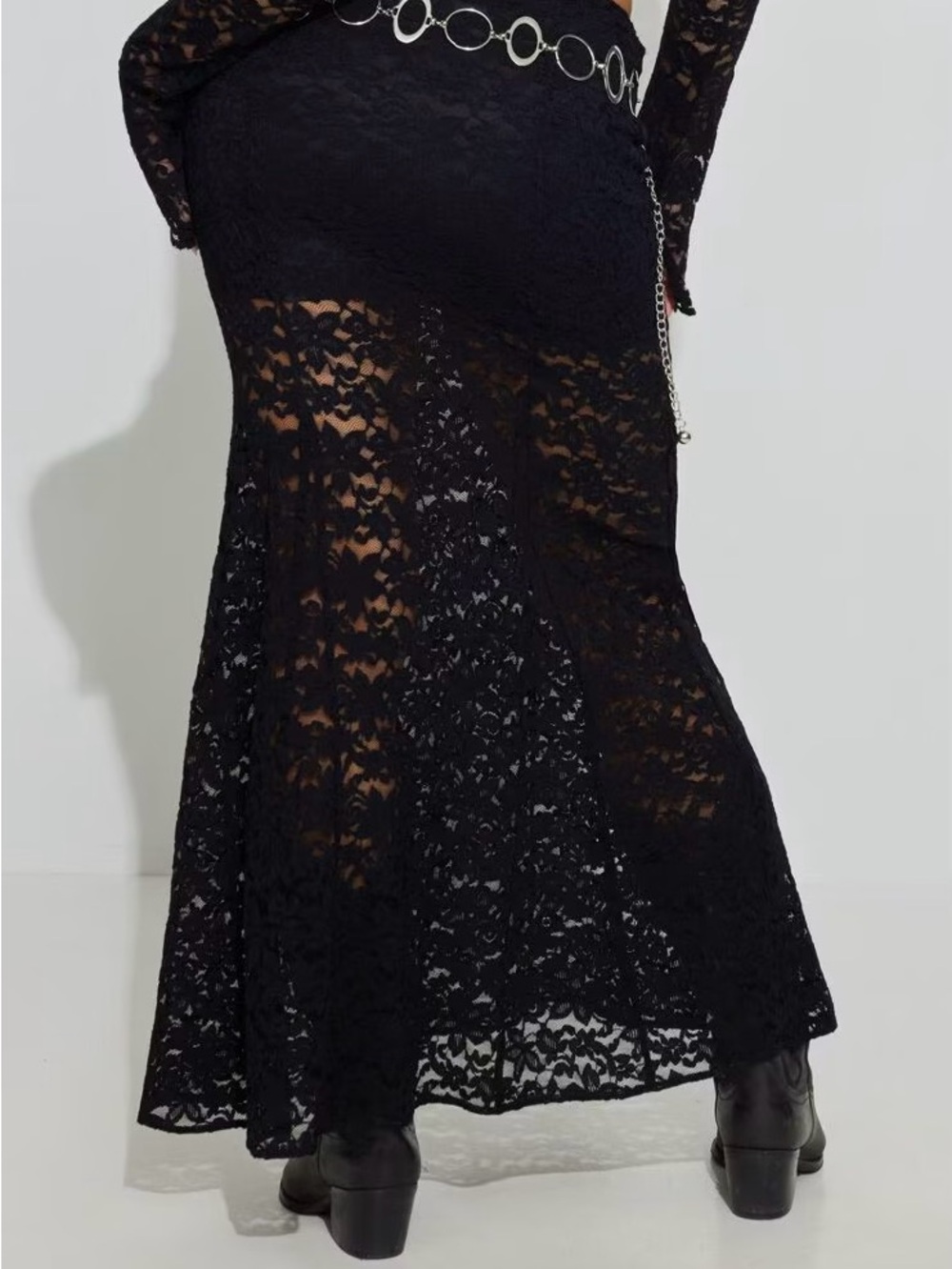 Garage Black Lace Mermaid Maxi Skirt | Y2K Gothic Coquette - Picture 4 of 4